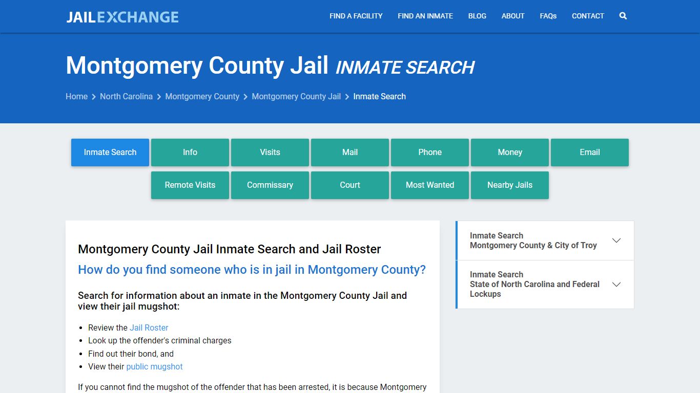 Inmate Search: Roster & Mugshots - Montgomery County Jail, NC